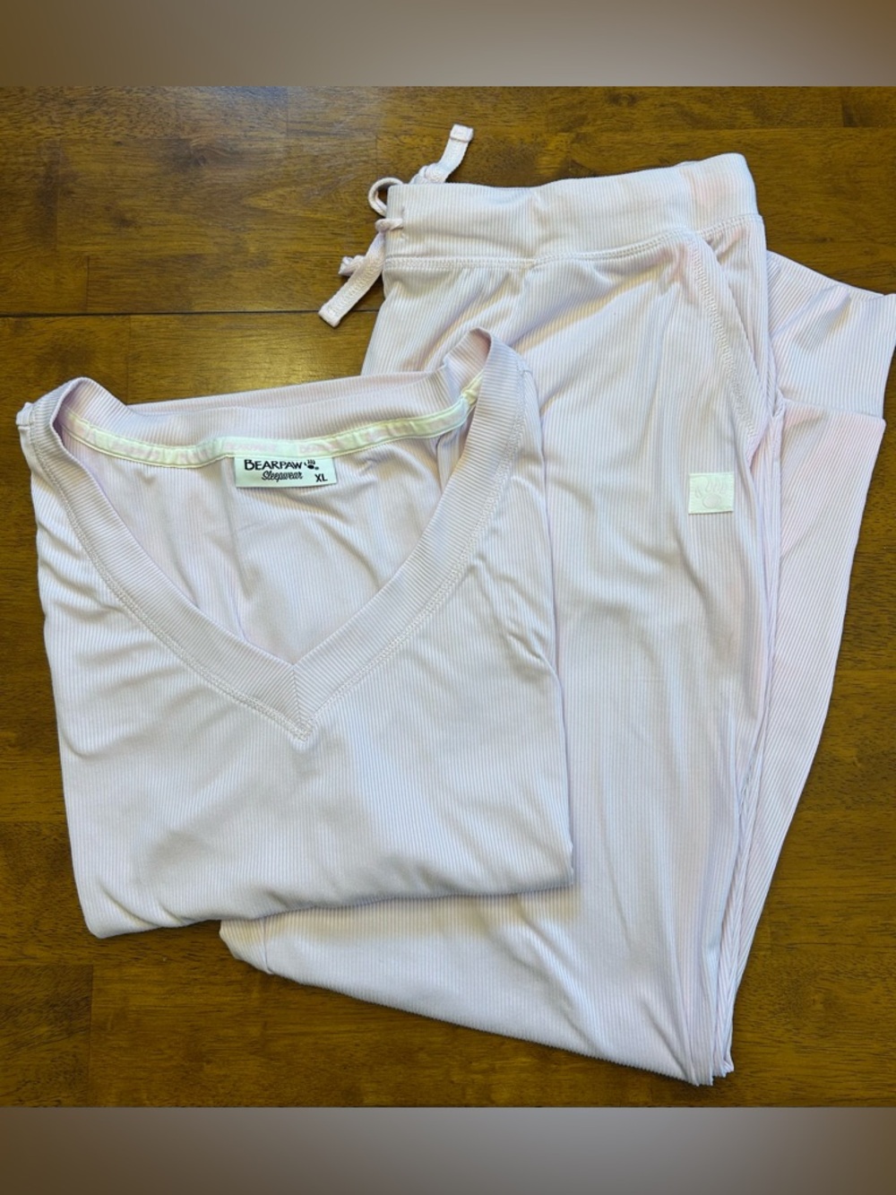 NWT Women’s XL Light Pink Bearpaw Sleepwear Ribbed Pajama Set